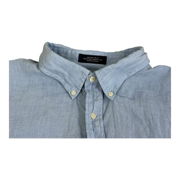 Cremieux Mens Short Sleeve Size 2XT 100% Linen Button Up Nautical Preppy Beach - Picture 10 of 12